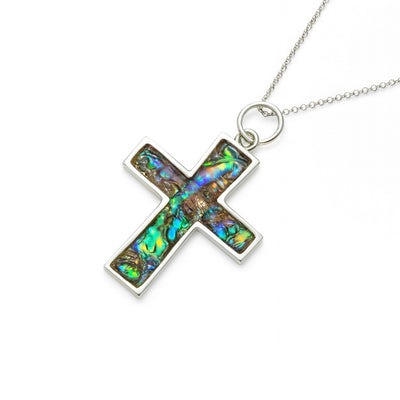 Halo Shell – Abalone Cross Pendant XL
