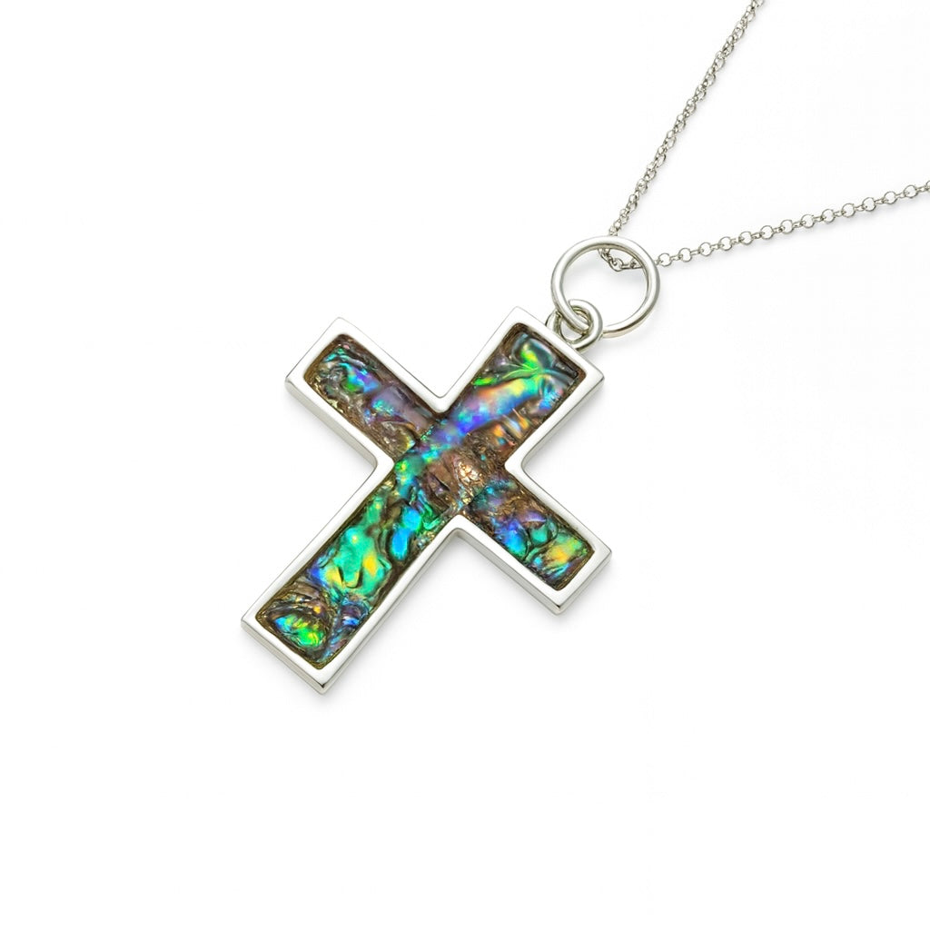 Halo Shell – Abalone Cross Pendant XL