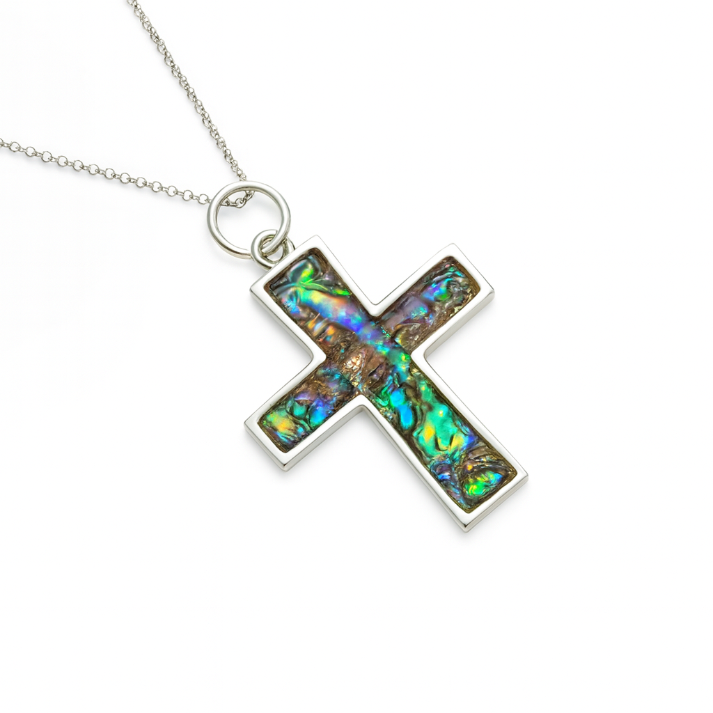 Halo Shell – Abalone Cross Pendant XL