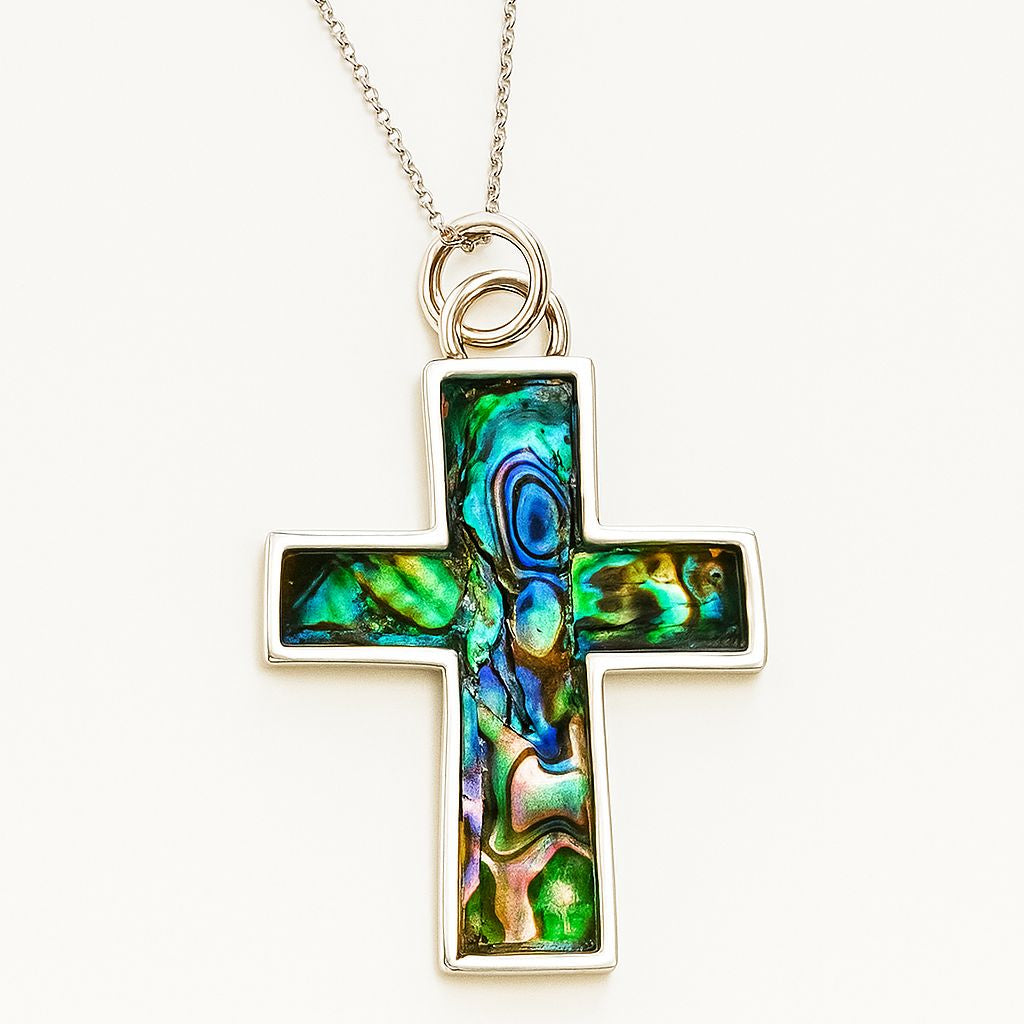 Halo Shell – Abalone Cross Pendant